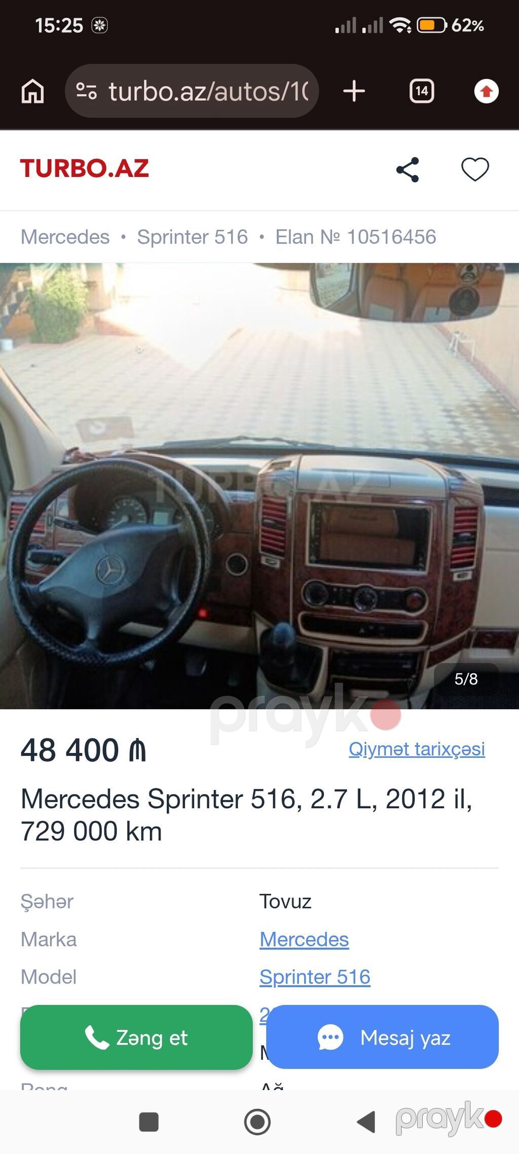 Mercedes-Benz Sprinter: 2.2 l 2026 il Mikroavtobus — Avtomobillər, Tovuz (7)