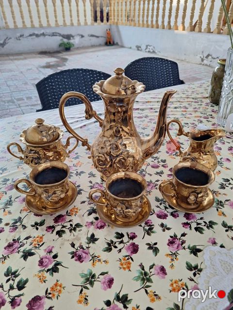 Qəhvə dəsti, rəng - Bej, Keramika, Hisar, 6 nəfərlik, Azərbaycan — Gəncə