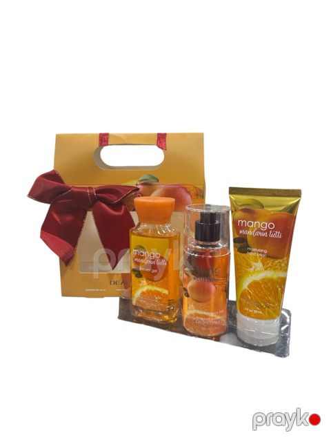 Bədən üçün kosmetika dəsti Dear Body Mango (duş geli 88 ml + bədən spreyi 88 ml + əl kremi 59 ml) — Bakı