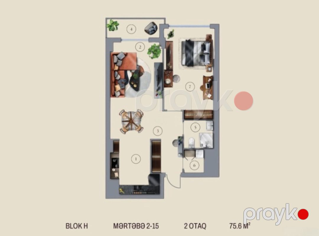 Satılır 2 otaqlı yeni tikili 75.6 m² — Mənzil, Bakı (3)