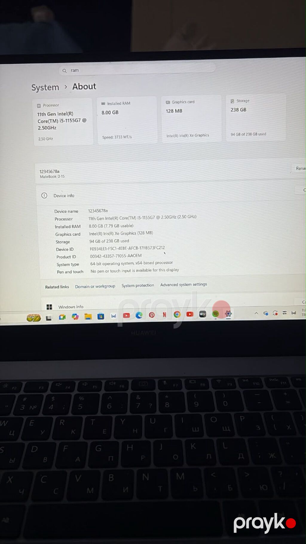 Çanta üstündə hədiyyə verilir Huawei Matebook D15 Processor: Intel — Huawei, Bakı (3)