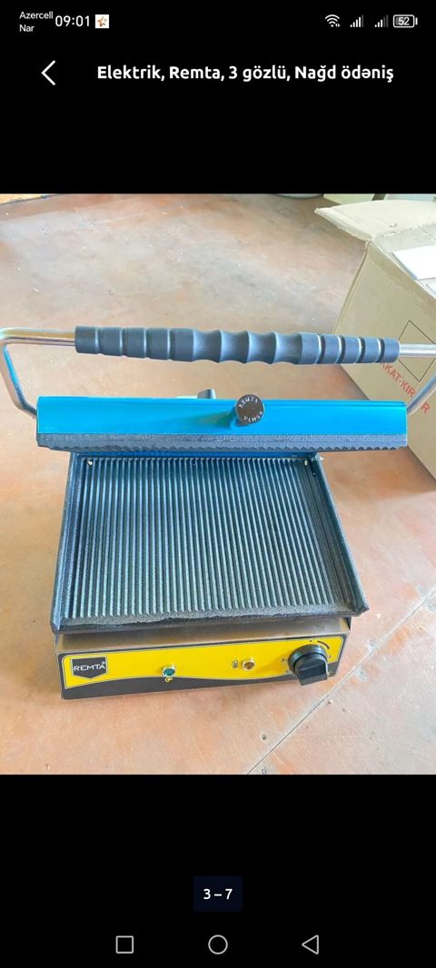 Elektrik panini/grill aparatı – Remta markası - Güc mənbəyi: elektrik — Xırdalan