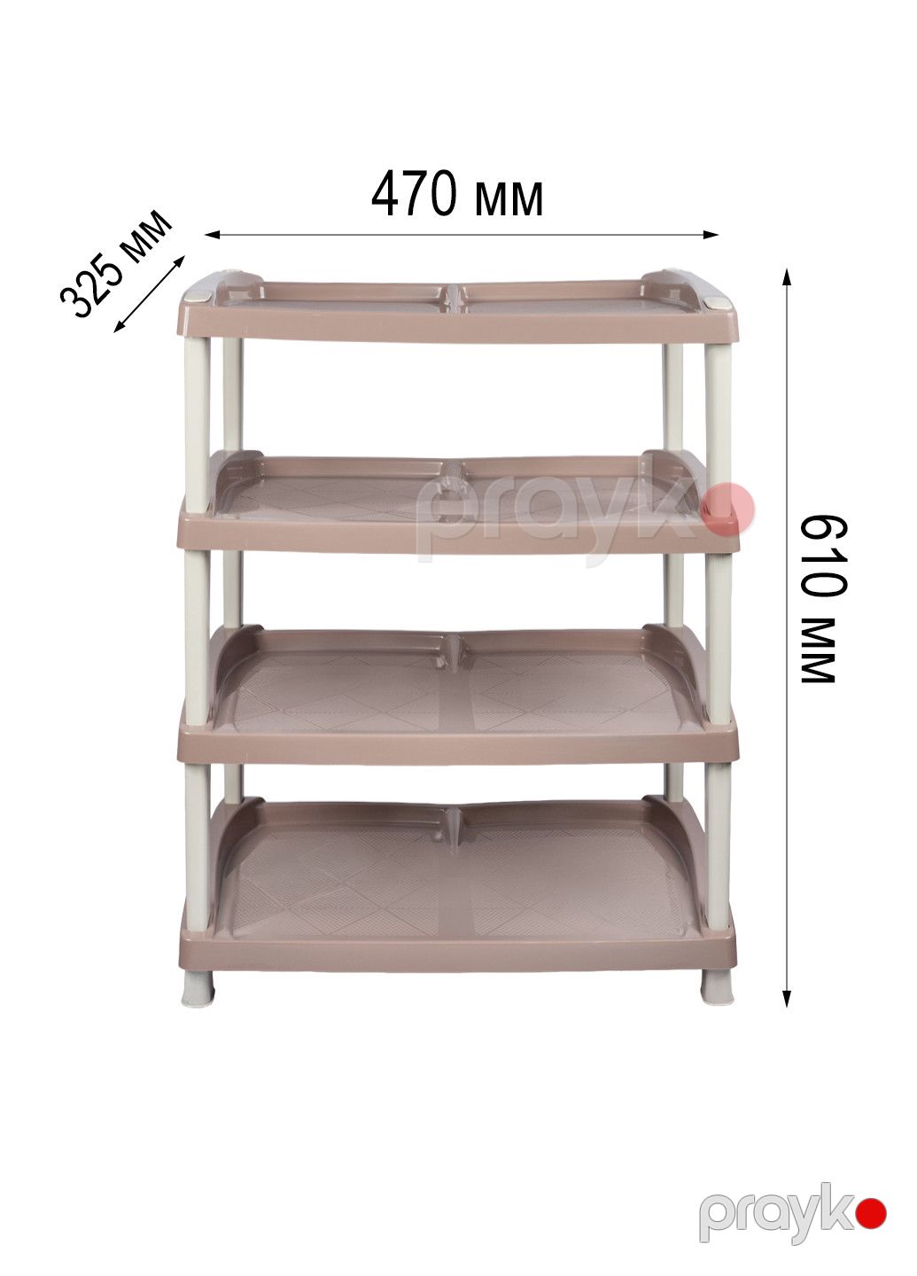 Ayaqqabı üçün rəf Stars plast 94195, plastik, 4 mərtəbəli, qəhvəyi, 500x300x750 mm — Mallar, Bakı (2)