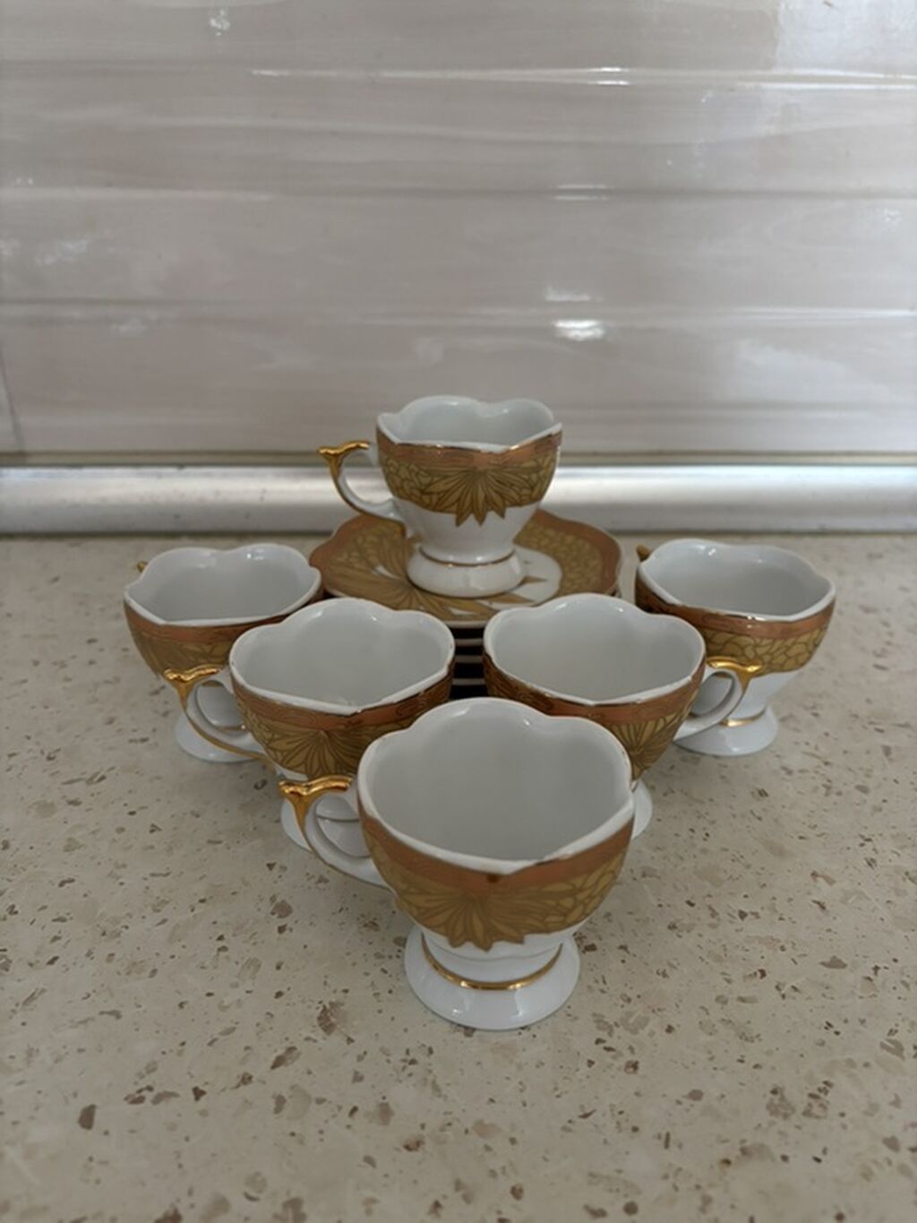 Qəhvə dəsti, rəng - Qızılı, Farfor, 6 nəfərlik — Süfrə qabı, Bakı