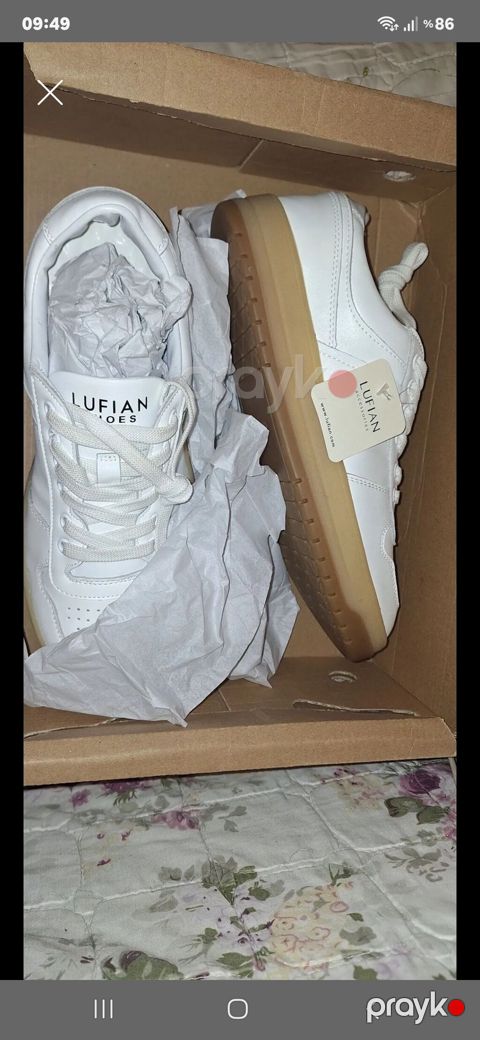 Lufian unisex idman üslublu ayaqqabı - Rəng: ağ üst hissə, karamel — Bakı