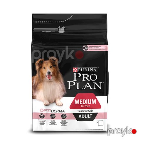 Quru yem Pro Plan Medium Adult Sensitive Skin yetkin orta ölçüsü itlər üçün həssas dəri ilə, qızılbalıq və düyü ilə 3 kq — Bakı