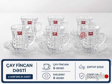 Çay dəsti, 12 parça, şüşə, 200 ml — Bakı