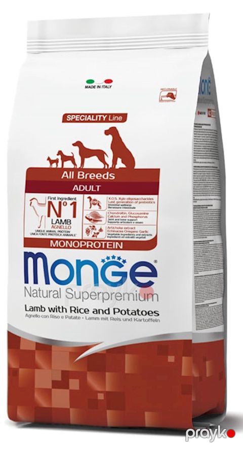 Quru yem Monge Dog Speciality yetkin itlər üçün, bütün cinslər, quzu və düyü ilə, 1 kq — Bakı