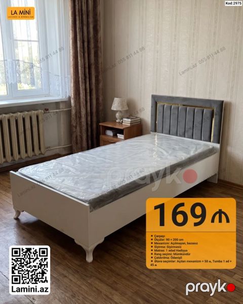 Çarpayı – tək nəfərlik model Ölçü: 90 200 sm Mexanizm — Bakı