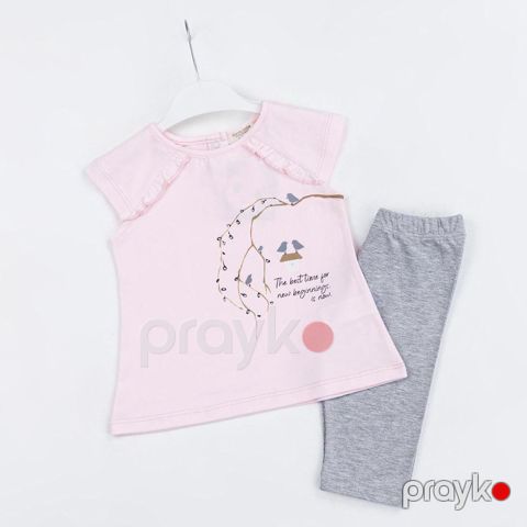 Qızlar üçün leqqinsli dəst 24692DM, rəngbərəng, pambıq, ölçü 3-6 ay — Bakı
