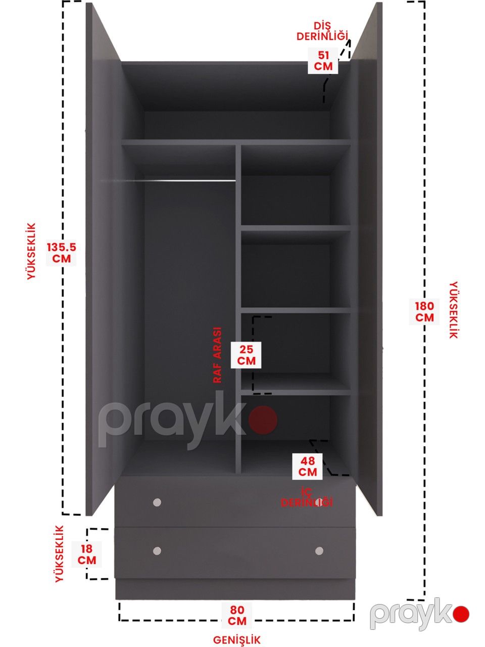 Şkaf Elegant Wood ZARR512, laminat, 80х54х180 sm — Şkaflar, Bakı (2)