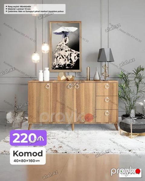 Komod – 40×80×160 sm - Material: 18 mm laminat - Rəng seçimi — Bakı