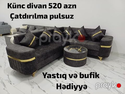 Künc divan dəsti - Qiymət: 520 AZN - Çatdırılma: pulsuz - Hədiyyə — Bakı