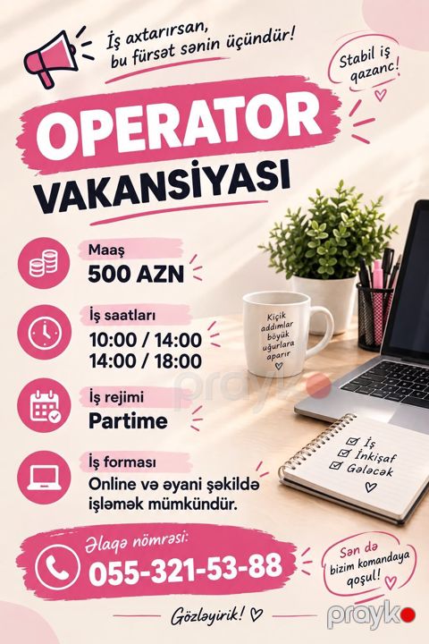 Çağrı mərkəzi operatoru tələb olunur, Təcrübəsiz, Aylıq ödəniş — Masazır
