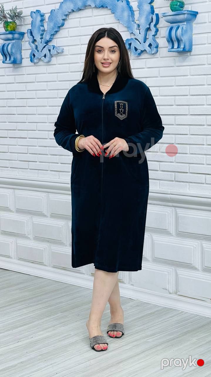 Ev xələti 2795569, tünd göy, velür, ölçü 4XL — Mallar, Bakı (2)