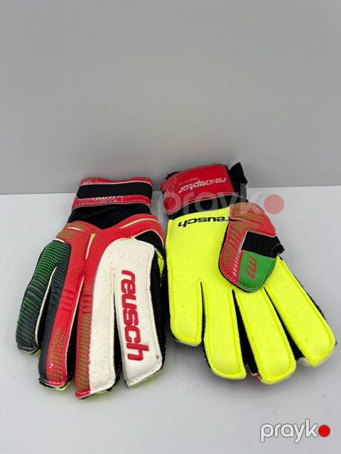 Qapıçı əlcəkləri Reusch Waorani Junior Pro, poliester/lateks, qırmızı/sarı, ölçü 8 — Bakı