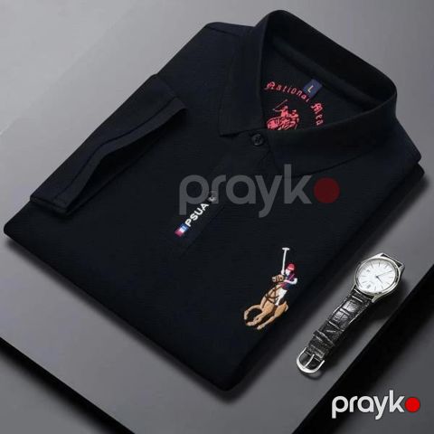 Kişilər üçün polo EB_877, qara, pambıq, ölçü M — Bakı