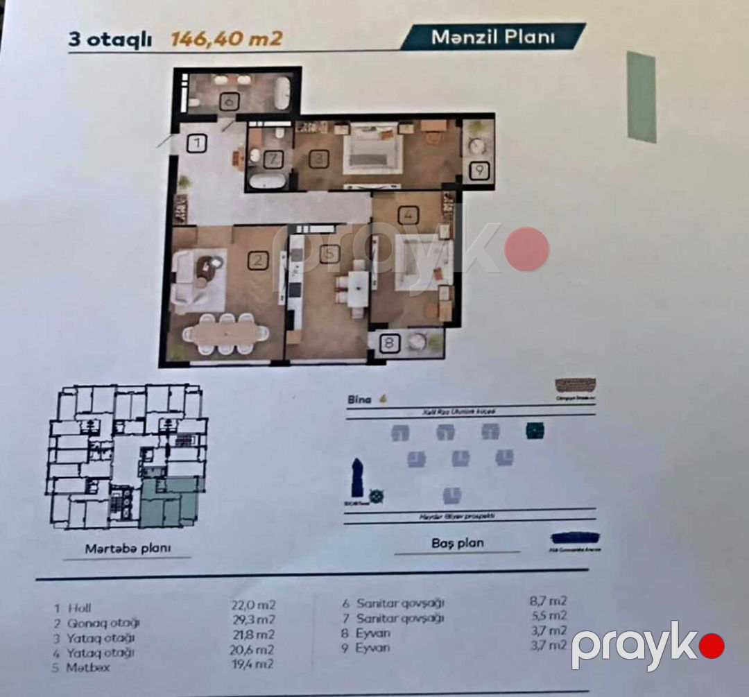 Satılır 3 otaqlı yeni tikili 146.4 m² — Mənzil, Bakı (3)
