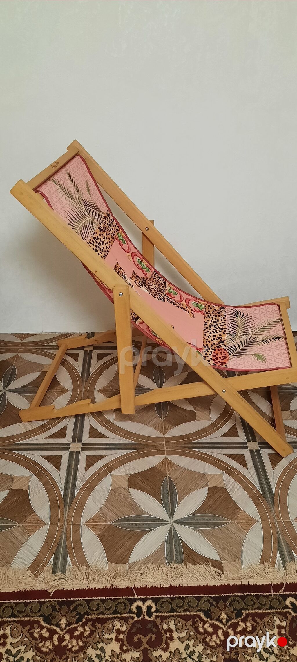 Taxta çərçivəli qatlanan çimərlik/bağ kreslosu Antik əşya - Material — Stullar və kreslolar, Xırdalan (2)