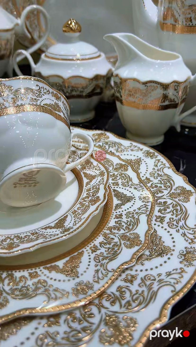 Süfrə qab-qacaq dəsti Essen, farfor, ağ/qızılı, 12 nəfərlik, 118 parça — Mallar, Bakı (2)