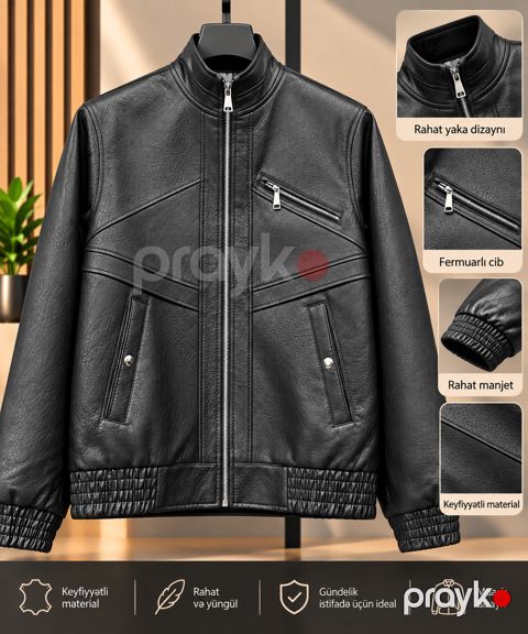 Dəri gödəkçə No brand, Qara, Eko dəri, XL — Bakı