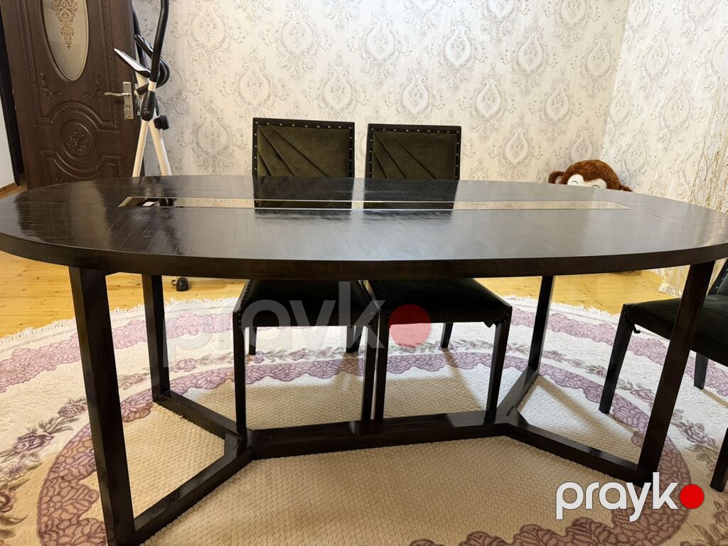 Oval formal masa və 4 stul dəsti - Dizayn: Oval formalı, tünd ağac — Masalar və stullar, Digah (5)