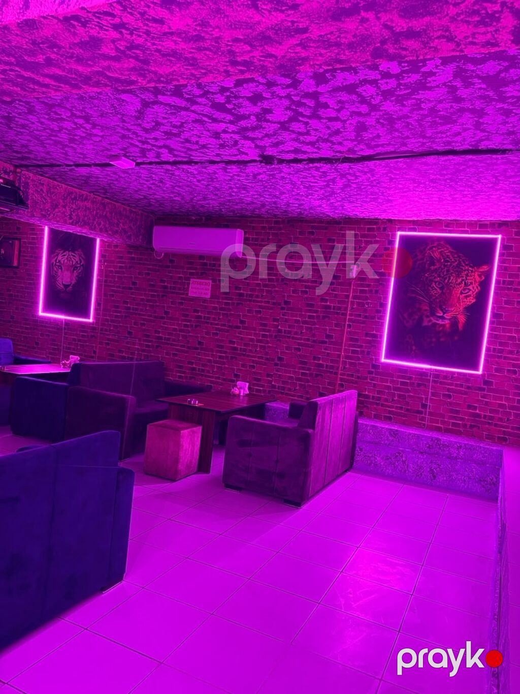 Lounge/kafe məkanı – rahat oturma zonaları və neon işıqlandırma — Əmlak, Xaçmaz (2)