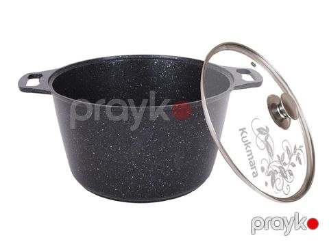 Qazan Kukmara Мраморная kmt102-1a, qapaq ilə, alüminium, qara, 30 sm, 10 l — Bakı