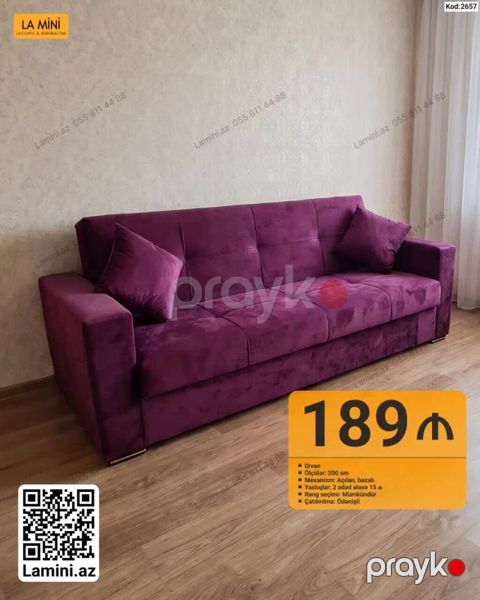 Divan – La Mini - Ölçü: 200 sm - Mexanizm: açılan, bazalı (yataq və — Bakı