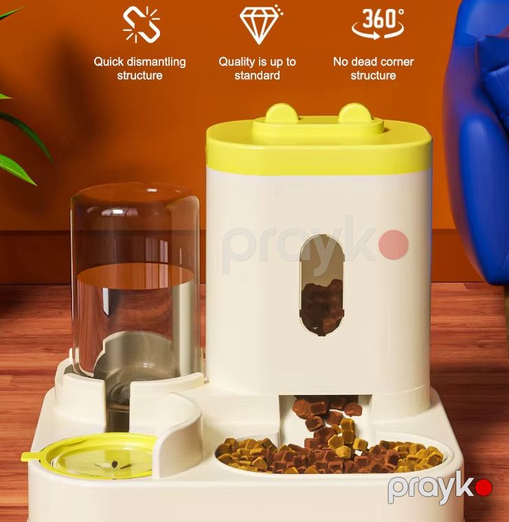 Avtomatik yem təknəsi 9457 itlər və pişiklər üçün, 2.4/1 l, plastik, ağ/sarı — Mallar, Bakı (2)