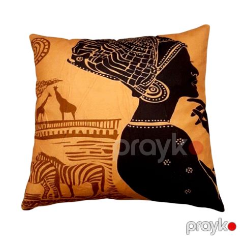 Dekorativ yastıq VM319, 45x45 sm, narıncı/qara — Bakı