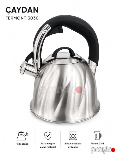 Çaydan Fermont 3030, paslanmayan polad, gümüşü, 3000 ml — Bakı
