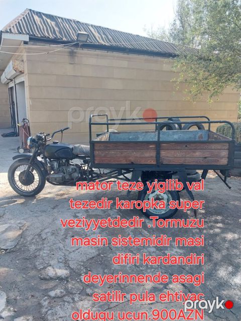 Yükdaşıma üçün modifikasiya olunmuş motosikl-araba - Mator yeni — Salyan