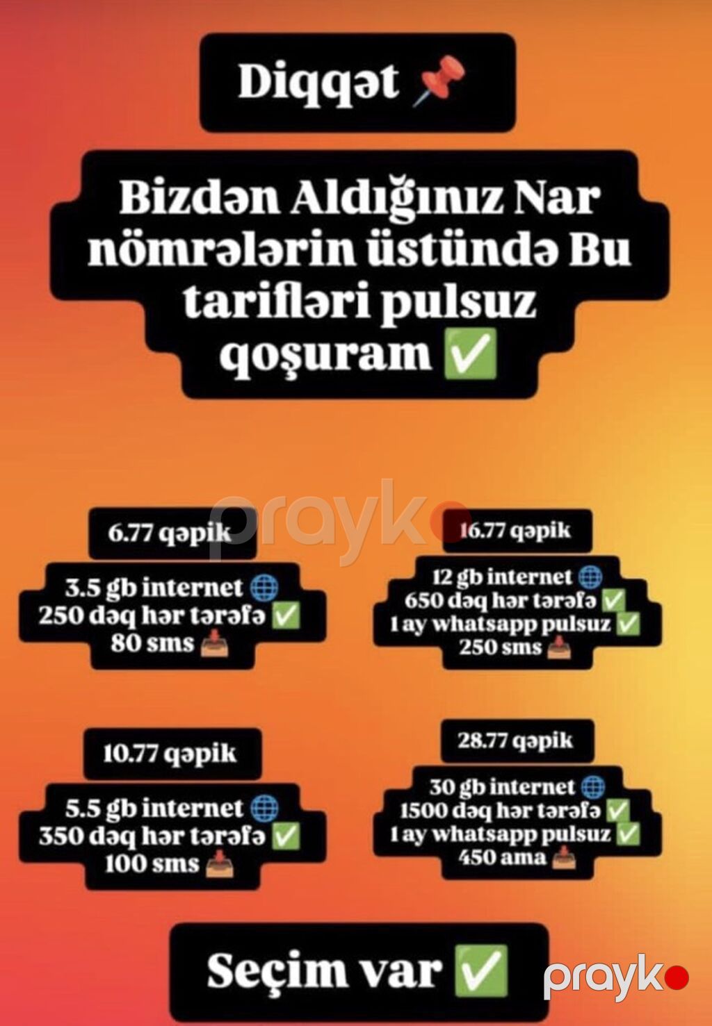 Mobil operator paketləri və nömrə xidmətləri Nar-a nömrə daşınması — Sim kartlar, Culfa (3)
