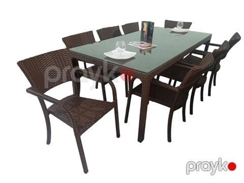 Bağ üçün mebel dəsti Zili Rattan Texas, 8 nəfərlik, qəhvəyi — Bakı