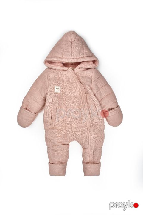 Qızlar üçün qalın kombinezon Babycosy, çəhrayı, %100 orqanik pambıq, ölçü 3-6 ay - CSYM7057 — Bakı