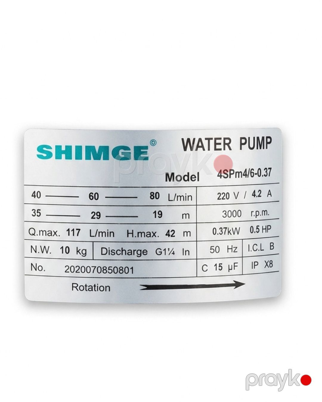 Salınan nasos Shimge 4SPm4/6-0.37 — Mallar, Bakı (2)