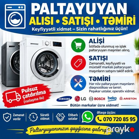 Paltaryuyan maşınların alışı, satışı və təmiri Xidmətlər: - Alış — Bakı