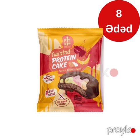 Proteinli peçenye qutusu FitKit Twisted Cake Cherry, 70 q, 8 əd — Bakı