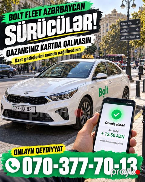 Taksi sürücüsü tələb olunur, Şəxsi nəqliyyat vasitəsi ilə, İşəmuzd ödəniş — Bakı