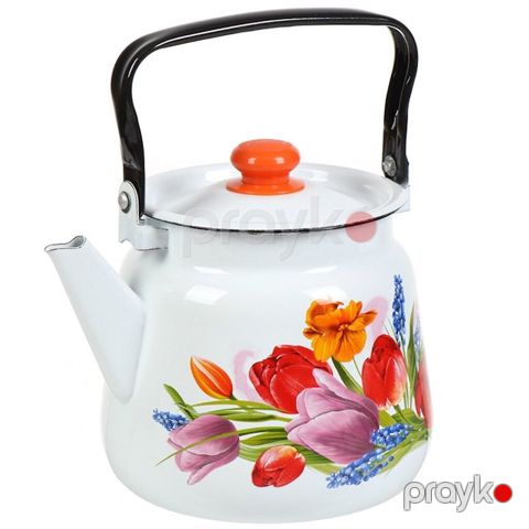 Su qaynatmaq üçün çaydan "СтальЭмаль" Zanbaqlar May С2716.3*119, 3500 ml, minalanmış polad, ağ — Bakı