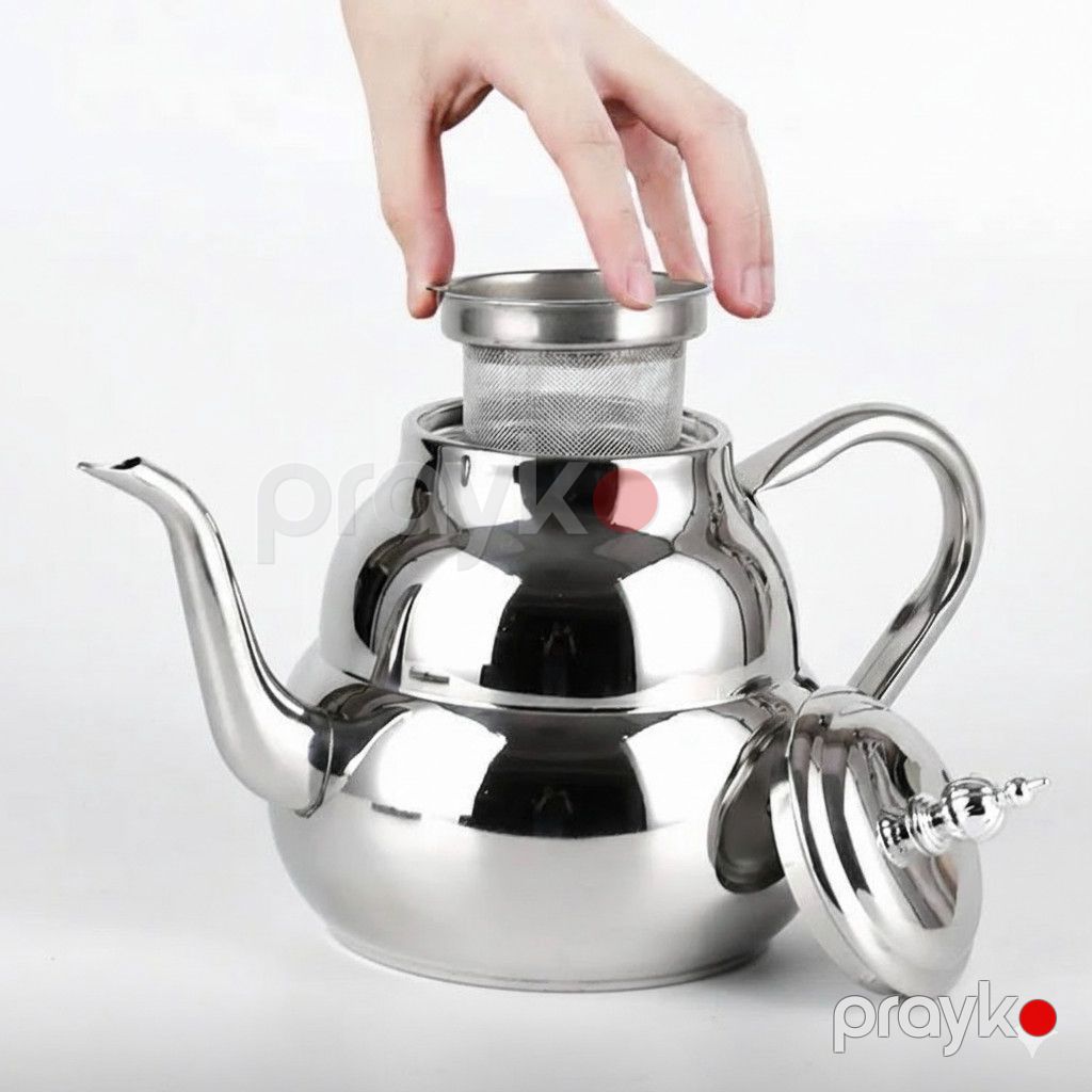 Dəmləmə çaydanı NS17, süzgəcli, paslanmayan polad, gümüşü, 1.5 L — Mallar, Bakı (2)