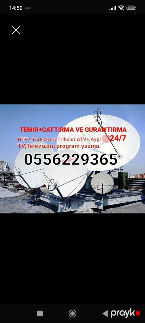 Peyk antenalarının quraşdırılması Quraşdırılma, Təmir, Tənzimlənmə Zəmanət — Bakı