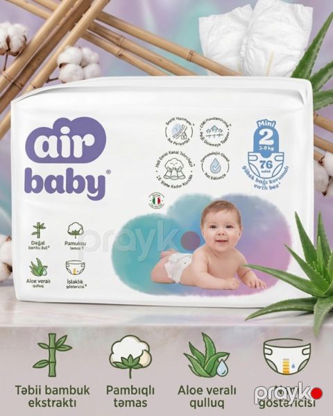 Uşaq bezləri Air Baby jumbo №2, 3-6 kq, 76 əd — Bakı