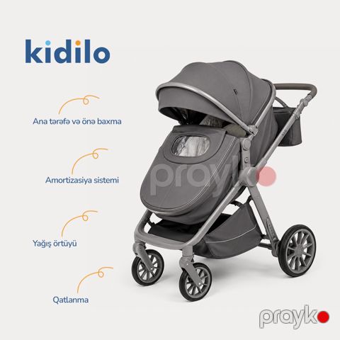 Uşaq arabası üçün dəst Kidilo D4, boz — Bakı