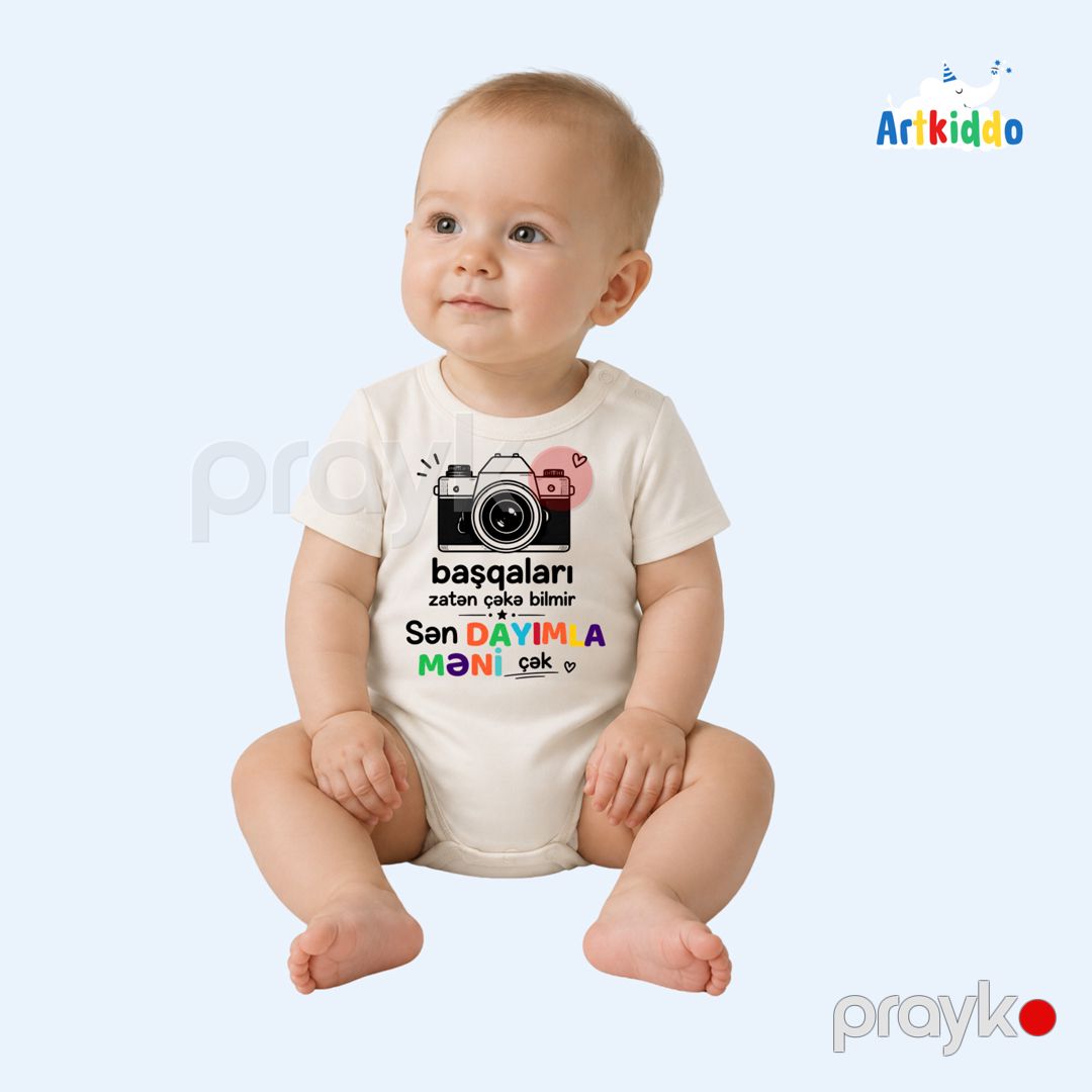Uşaq Bodisi "Sən Dayımla Məni Çək" Unisex 6-9 ay — Mallar, Bakı (2)