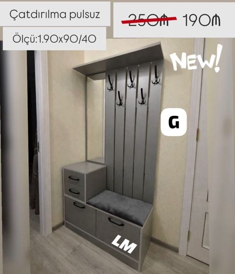 Dəhliz üçün çoxfunksiyalı asılqan və oturacaqlı dolab dəsti. - Rəng — ucuz.mebel — Hallway furniture
