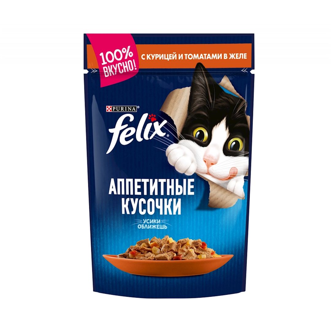 Nəm yem Felix toyuq əti və tomat ilə, 75 q — Mallar, Bakı