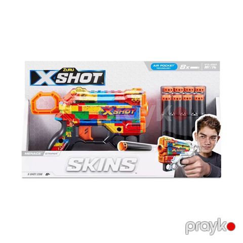 Blaster Zuru X-Shot Skins Menace Striper, 8 darts, 8+, rəngbərəng — Bakı