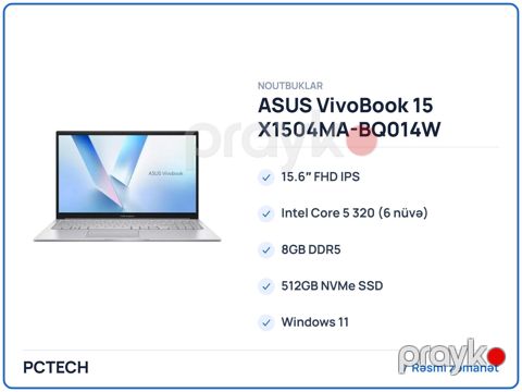 ASUS VivoBook 15 X1504MA-BQ014W 90NB17I2-M01M40 — Bakı